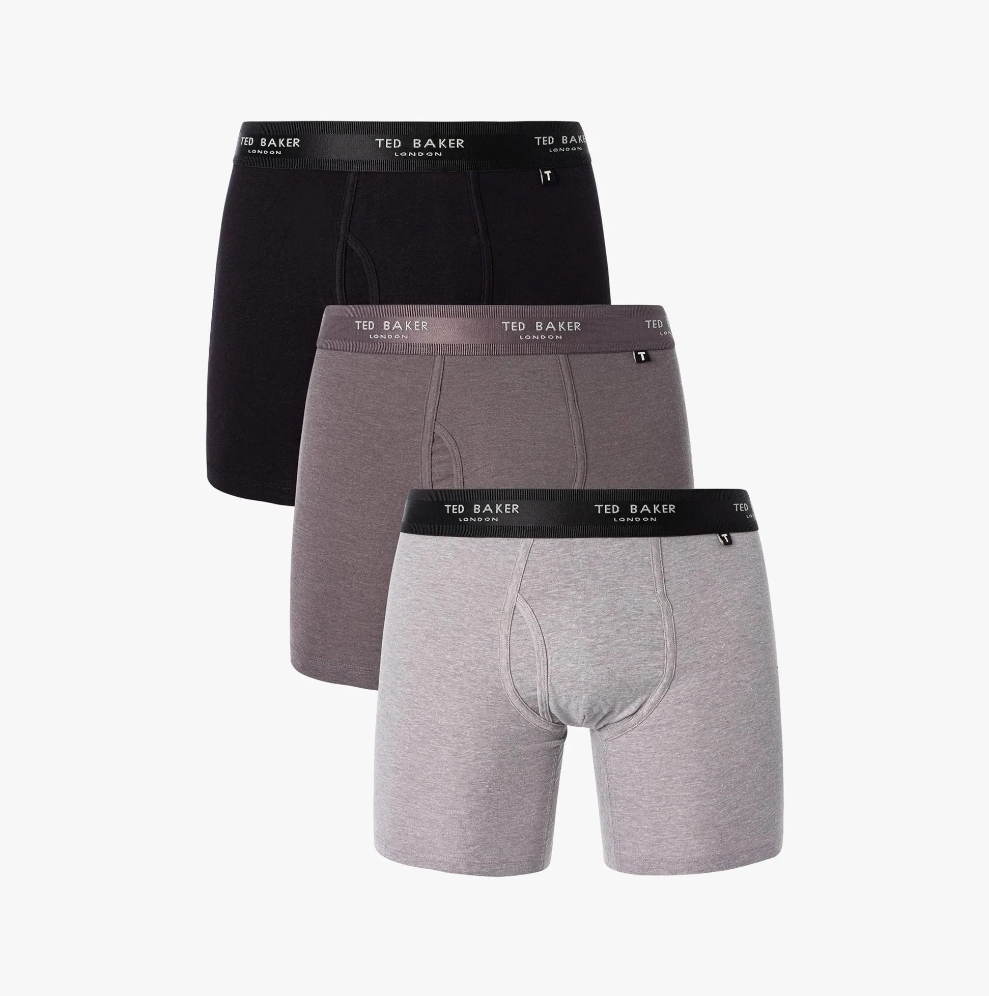 3-Pack Cotton Boxer Briefs Mens Grey/Heather/Black