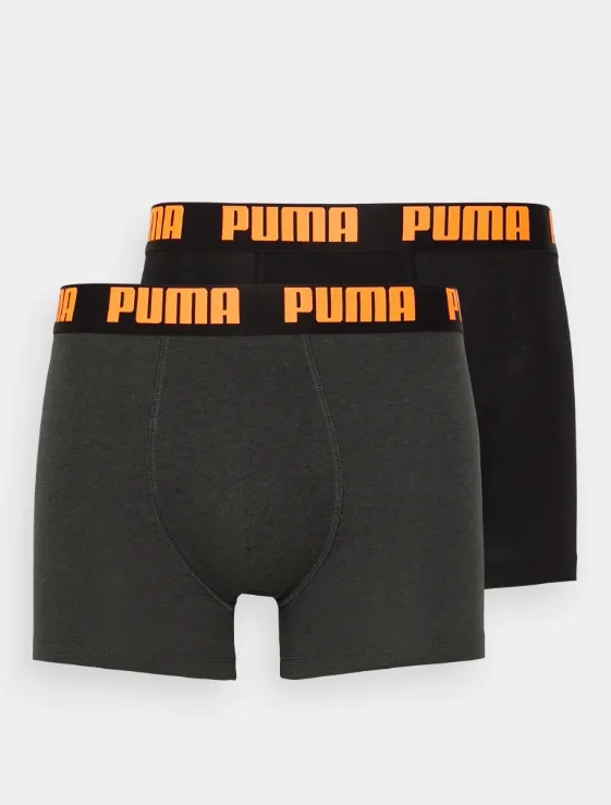 Puma Mens 2-Pack Black and Ultra Orange Boxers - Comfortable and Stylish Underwear Set