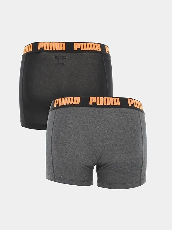 Puma Mens 2-Pack Black and Ultra Orange Boxers - Comfortable and Stylish Underwear Set