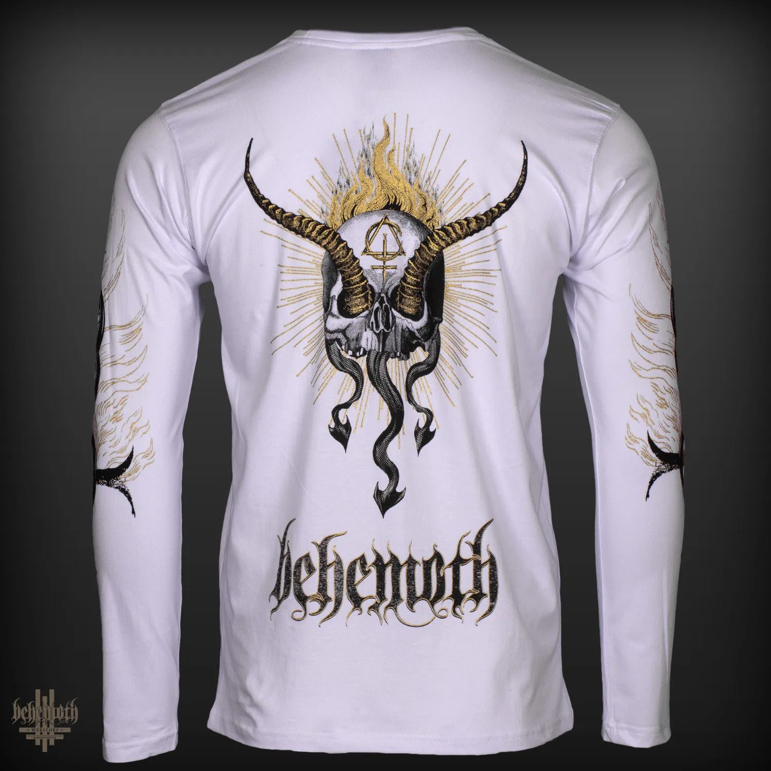 A white Behemoth 'CONTRA' long sleeve shirt