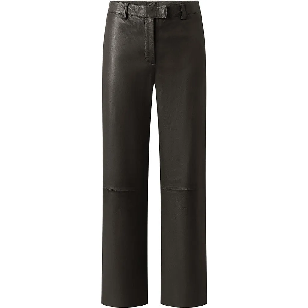 Adele RW leather pants with wide legs / 50240 - Dark Chocolate