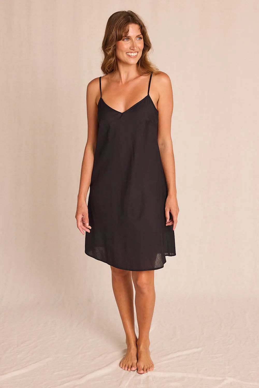 Adrift Cotton Slip in Black