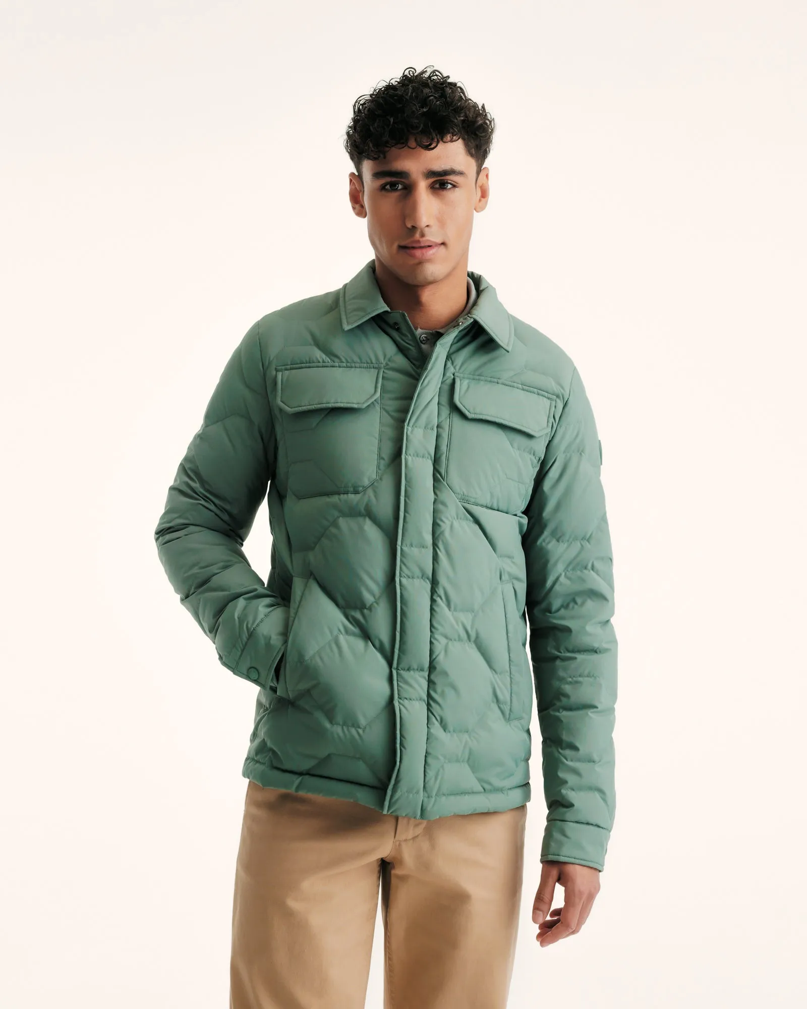 Mens Andy Ultralight Celadon Green Overshirt Winter Jacket - Lightweight, Warm, and Stylish Outdoor Layer