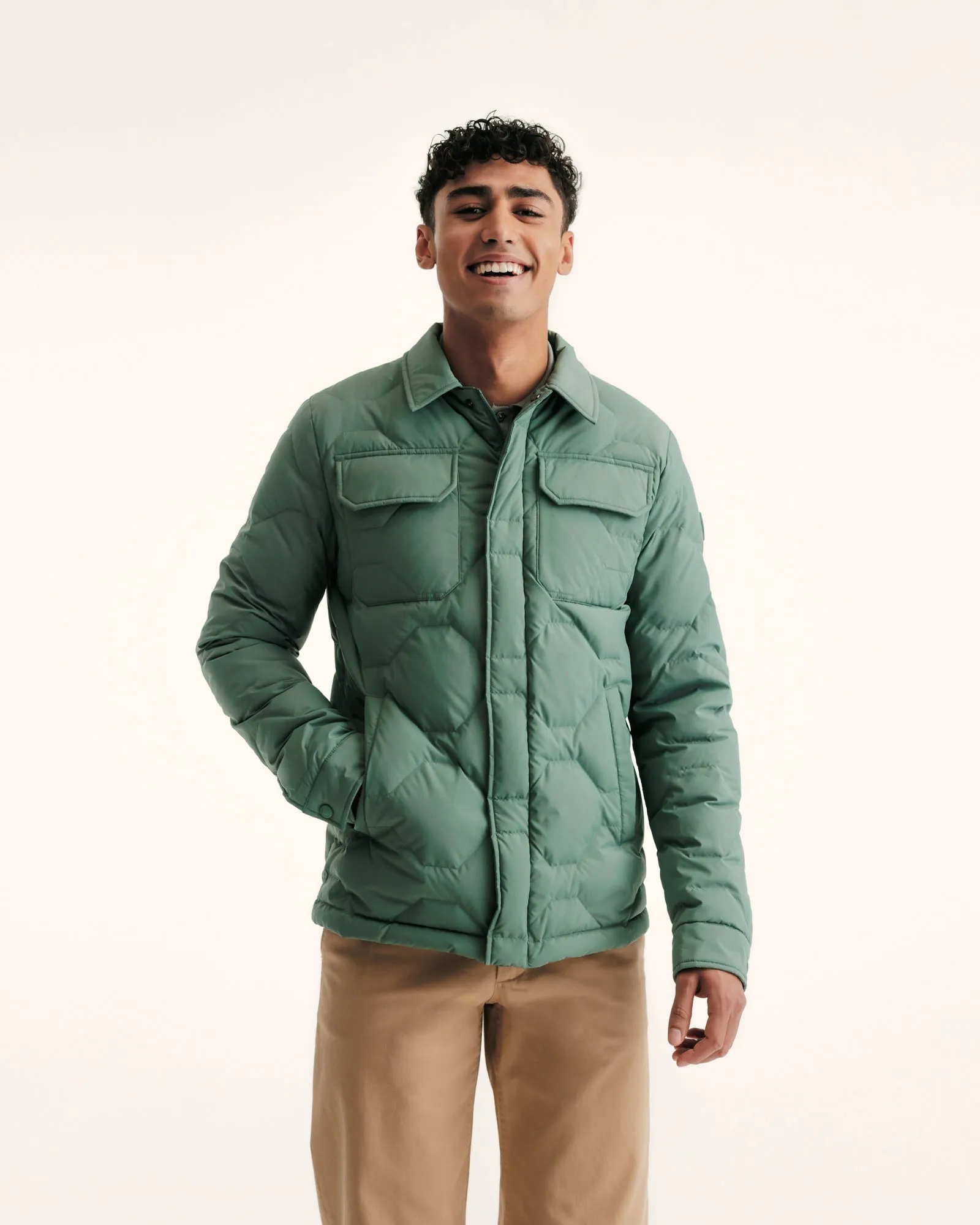 Mens Andy Ultralight Celadon Green Overshirt Winter Jacket - Lightweight, Warm, and Stylish Outdoor Layer