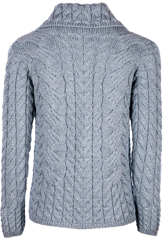 Aran - Button Cable Cardigan - Light Blue