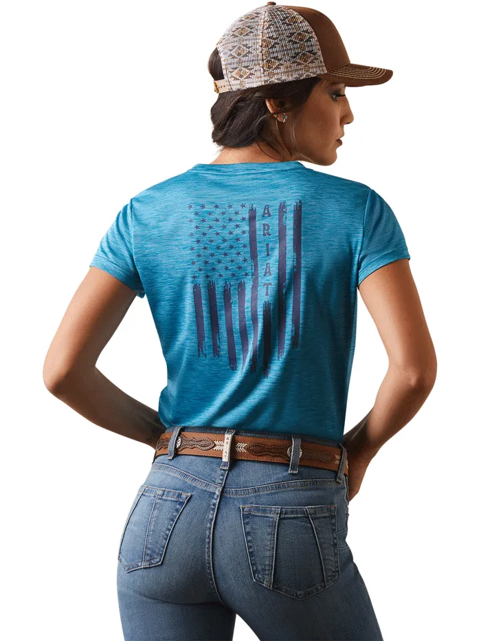 Ariat 10043626 Womens Laguna Patriot T-Shirt Mosaic Blue