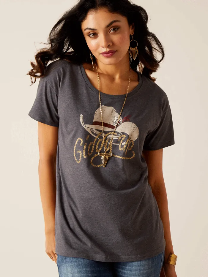 Ariat 10051444 Womens Cowboy Hat T-Shirt Titanium