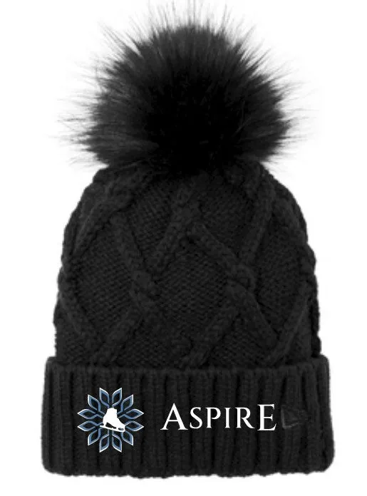 Aspire Academy Faux Fur Pom Beanie