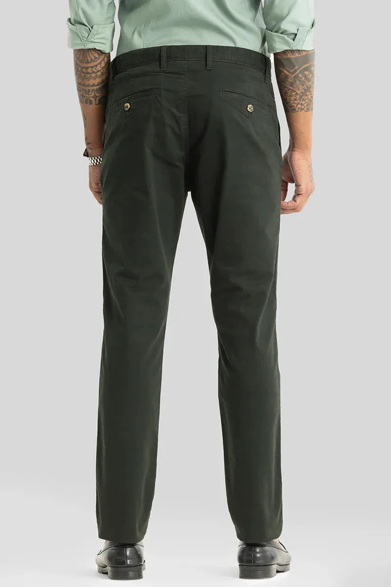 Slim Fit Astral Dark Green Chinos - Plain, Classic Style