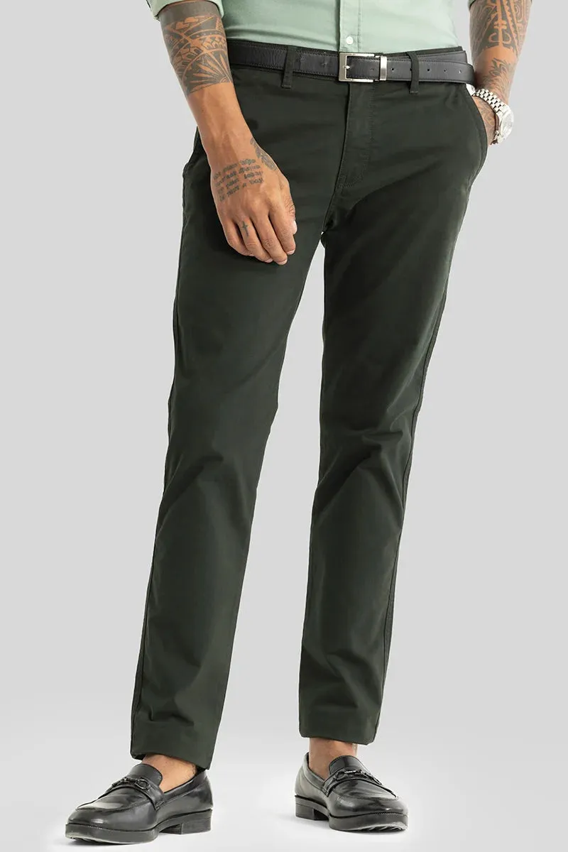 Slim Fit Astral Dark Green Chinos - Plain, Classic Style