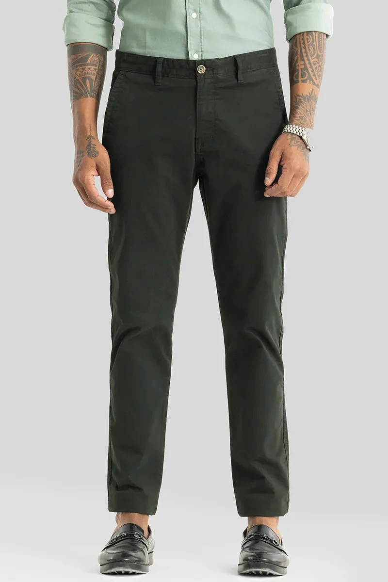 Slim Fit Astral Dark Green Chinos - Plain, Classic Style