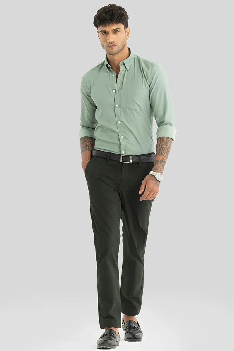 Slim Fit Astral Dark Green Chinos - Plain, Classic Style