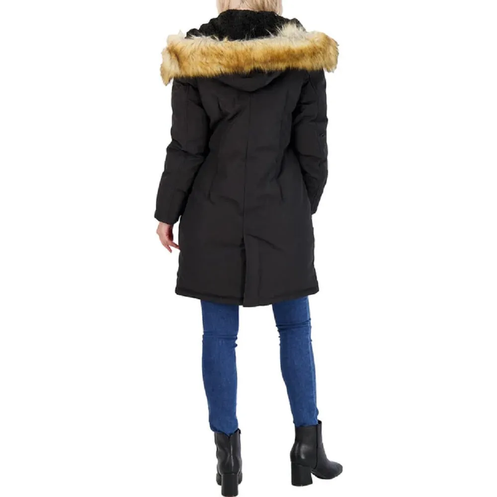 BCBGENERATION Faux-Fur-Trim Hooded Water-Resistant Anorak Coat