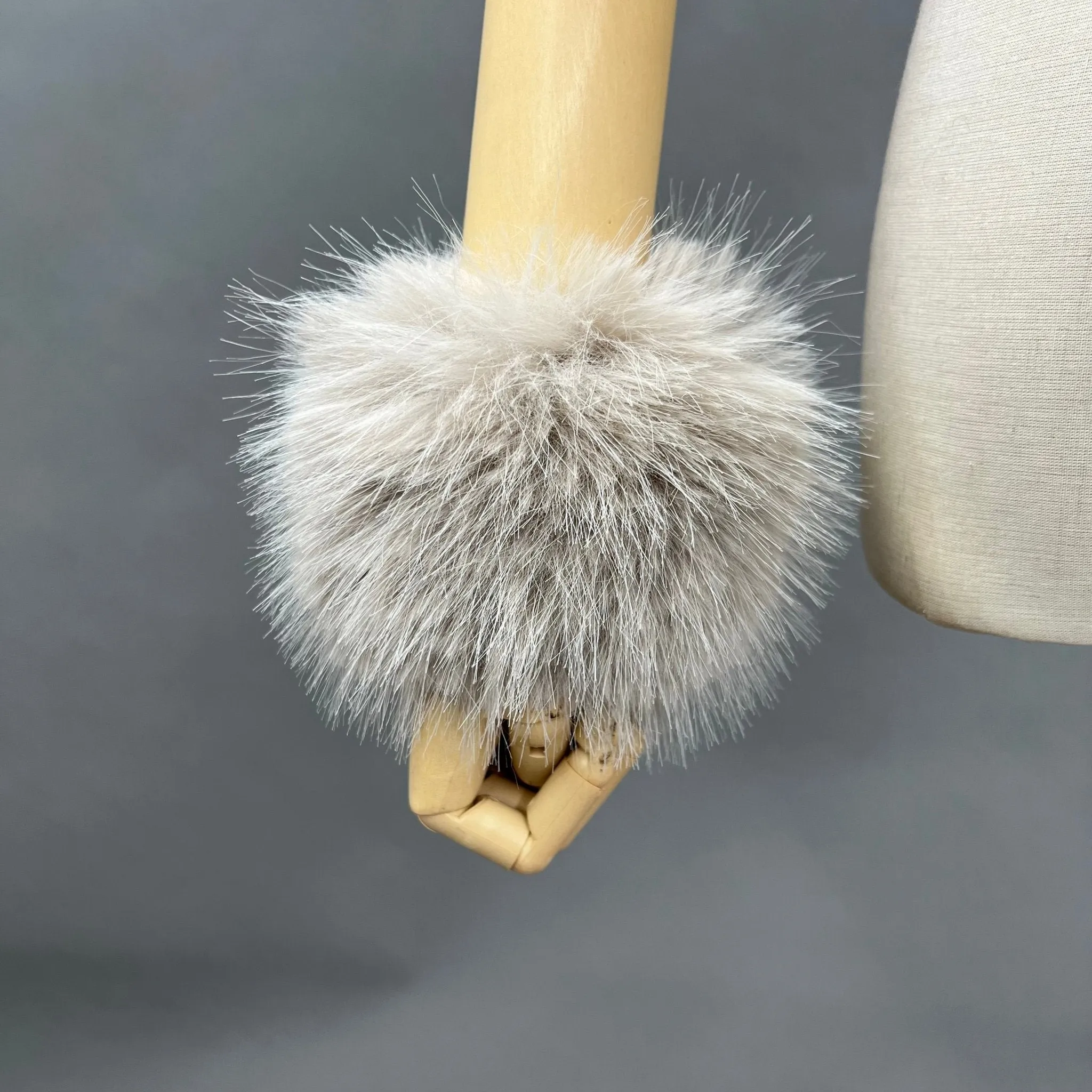 Beige Snap Band Faux Fur Cuffs