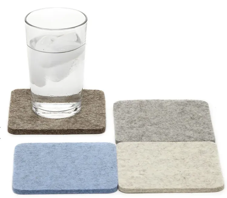 Bierfilzl Merino Wool Felt Square Coaster Multi 4 Pack Cobblestone