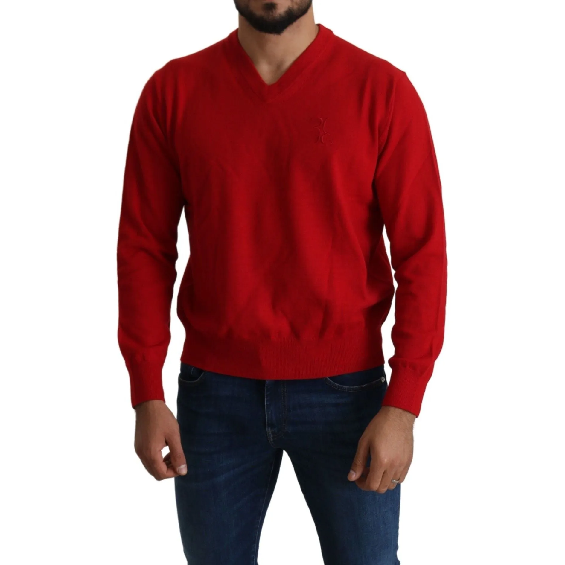 Billionaire Italian Couture Iconic Embroidered Red Wool Sweater