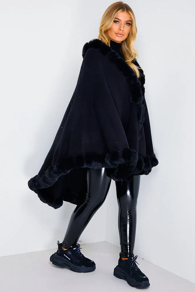 Black Faux Fur Cape