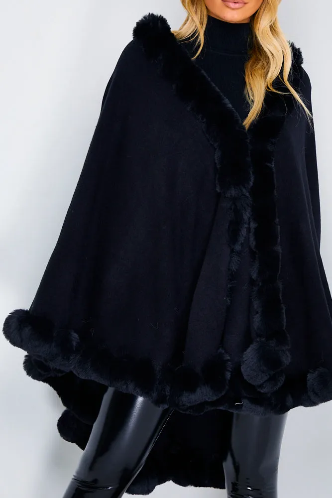 Black Faux Fur Cape