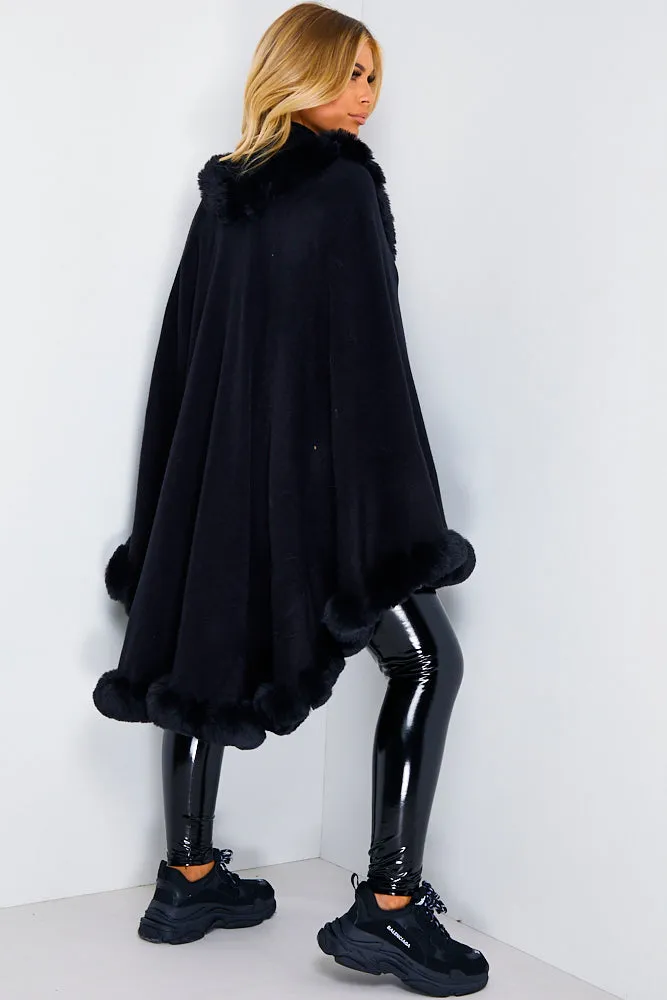 Black Faux Fur Cape