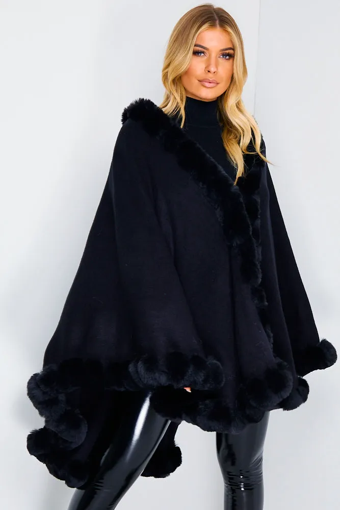 Black Faux Fur Cape