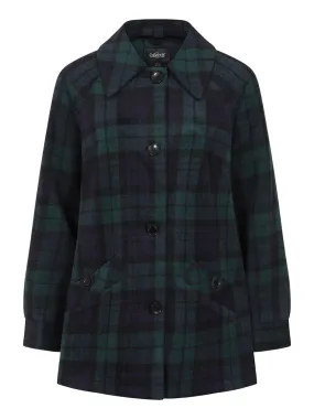 Blackwatch Navy Tartan 1950s Vintage Style Coat