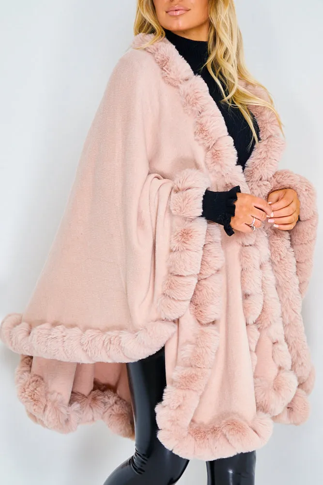 Blush Pink Faux Fur Cape