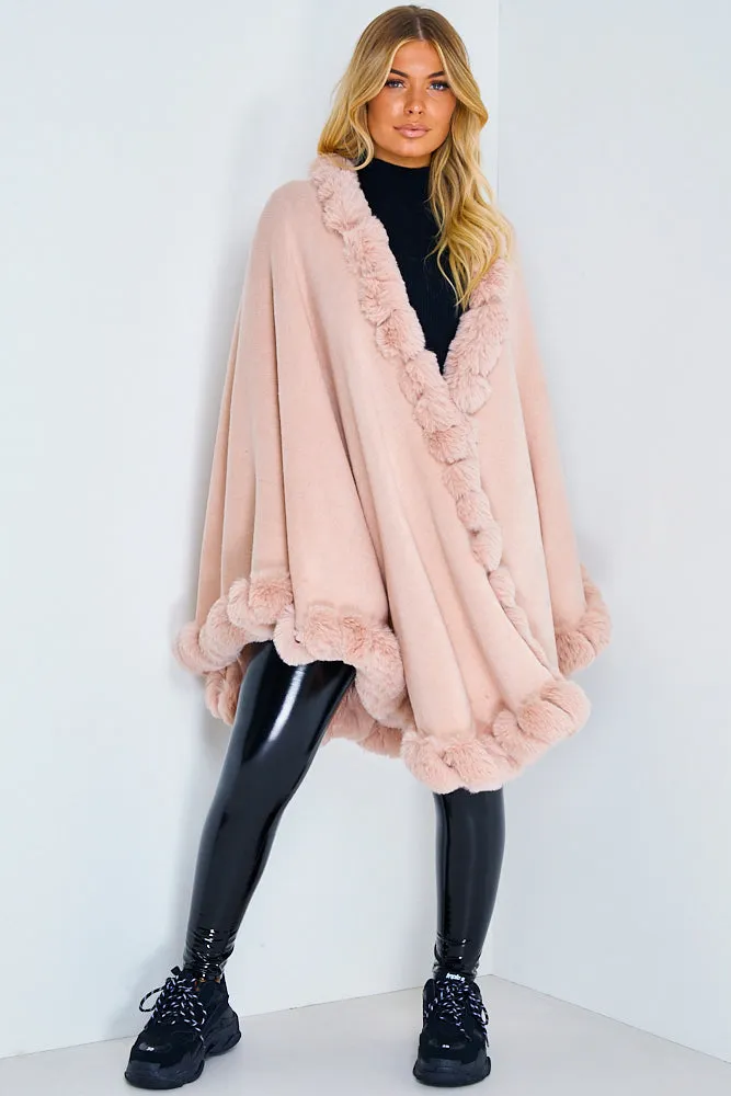 Blush Pink Faux Fur Cape