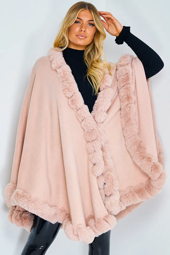 Blush Pink Faux Fur Cape