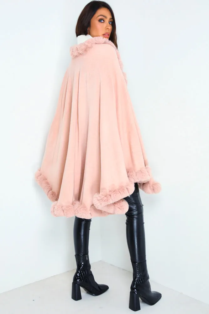 Blush Pink Faux Fur Cape