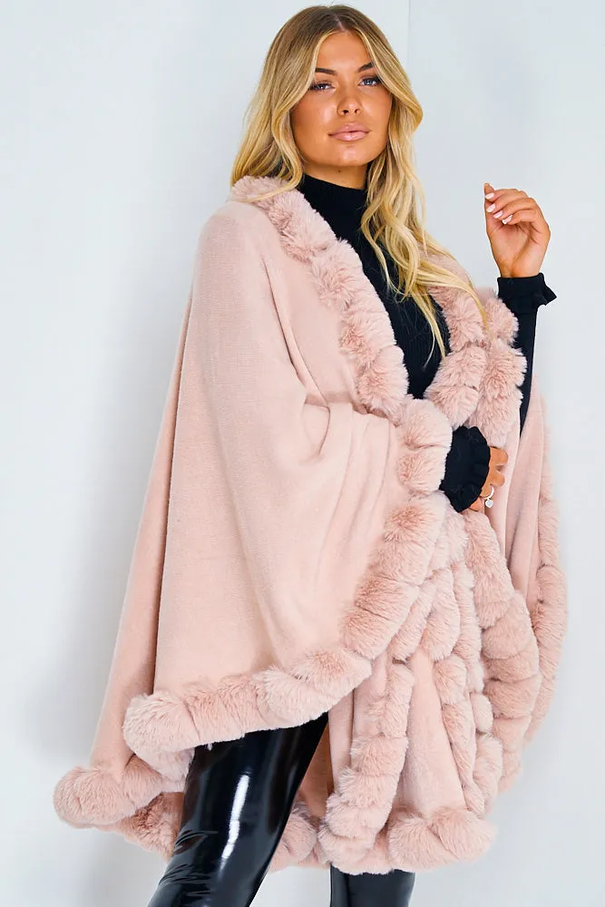 Blush Pink Faux Fur Cape