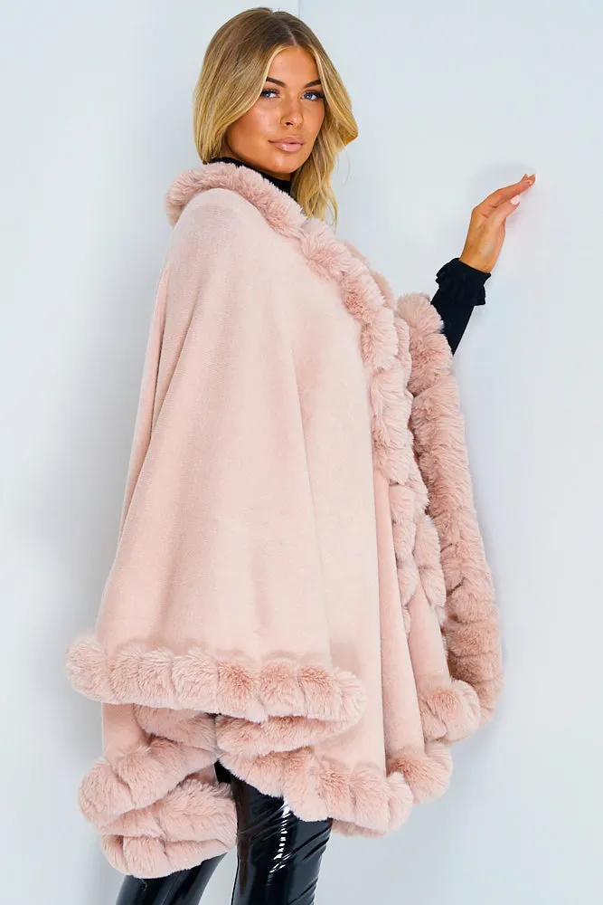 Blush Pink Faux Fur Cape