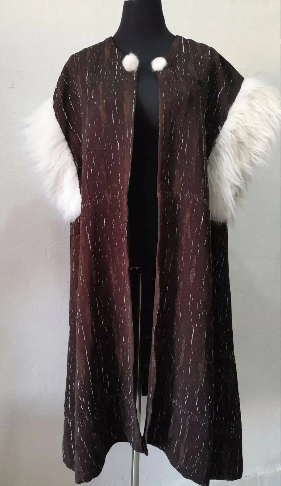 Brown Moroccan Kimono with Faux Fur