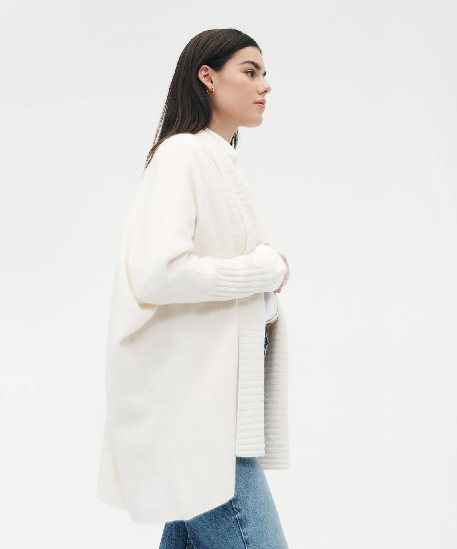 Cashmere Shawl Collar Cocoon Cardigan