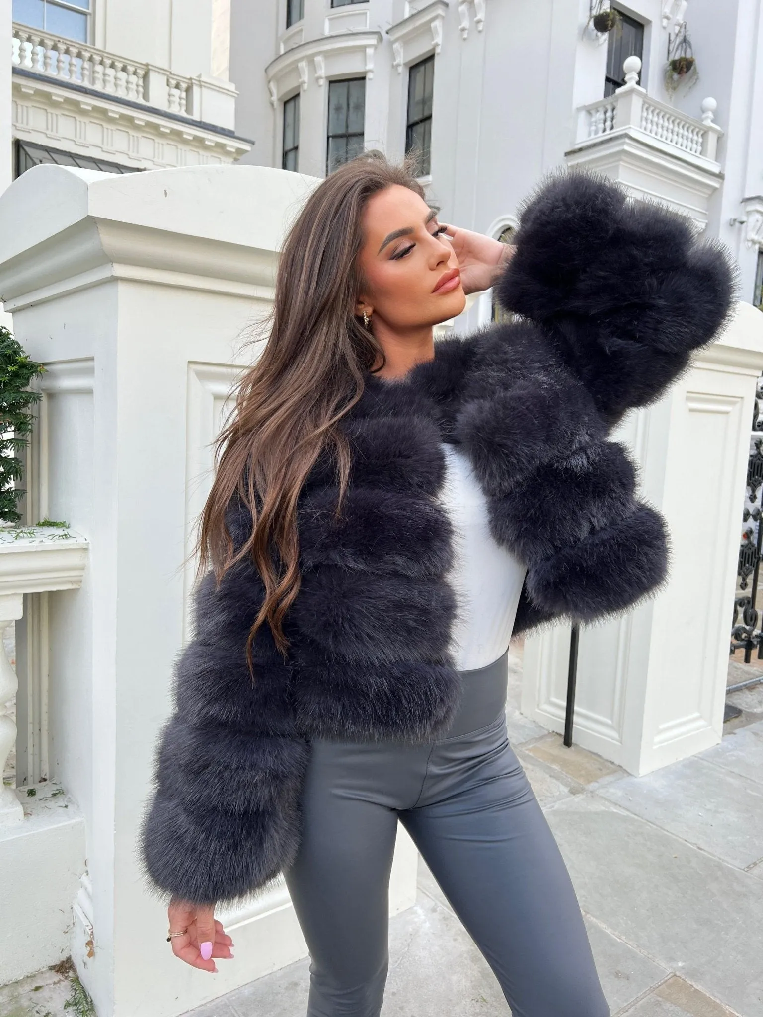 Charcoal Premium Faux Fur Jacket