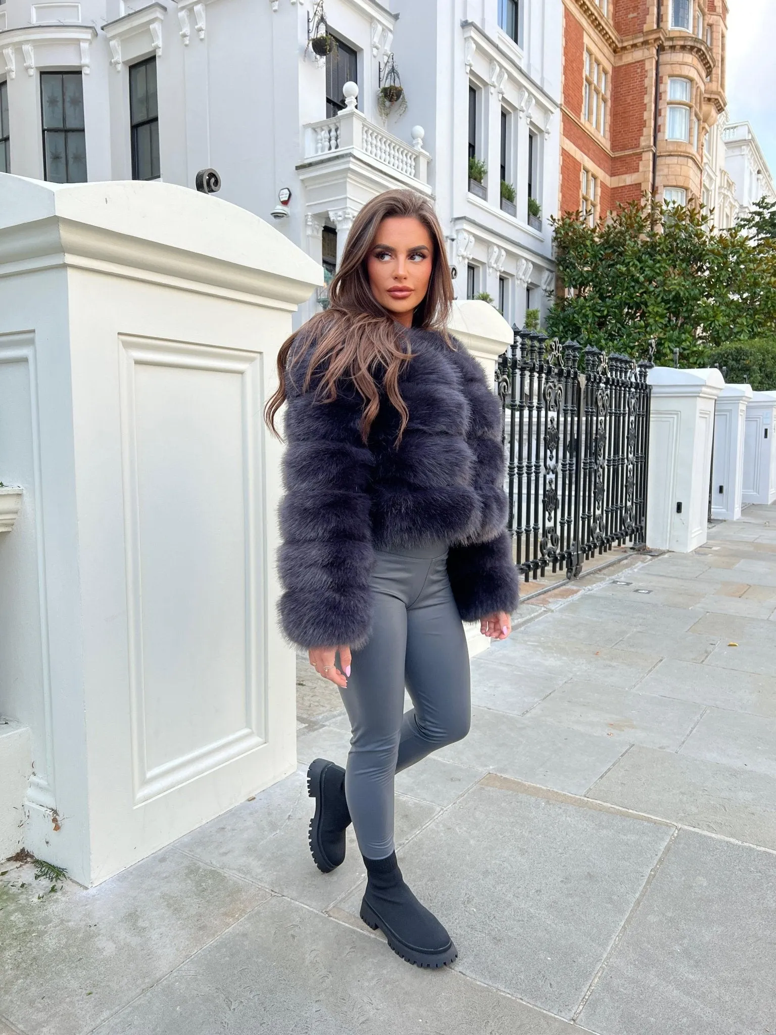 Charcoal Premium Faux Fur Jacket