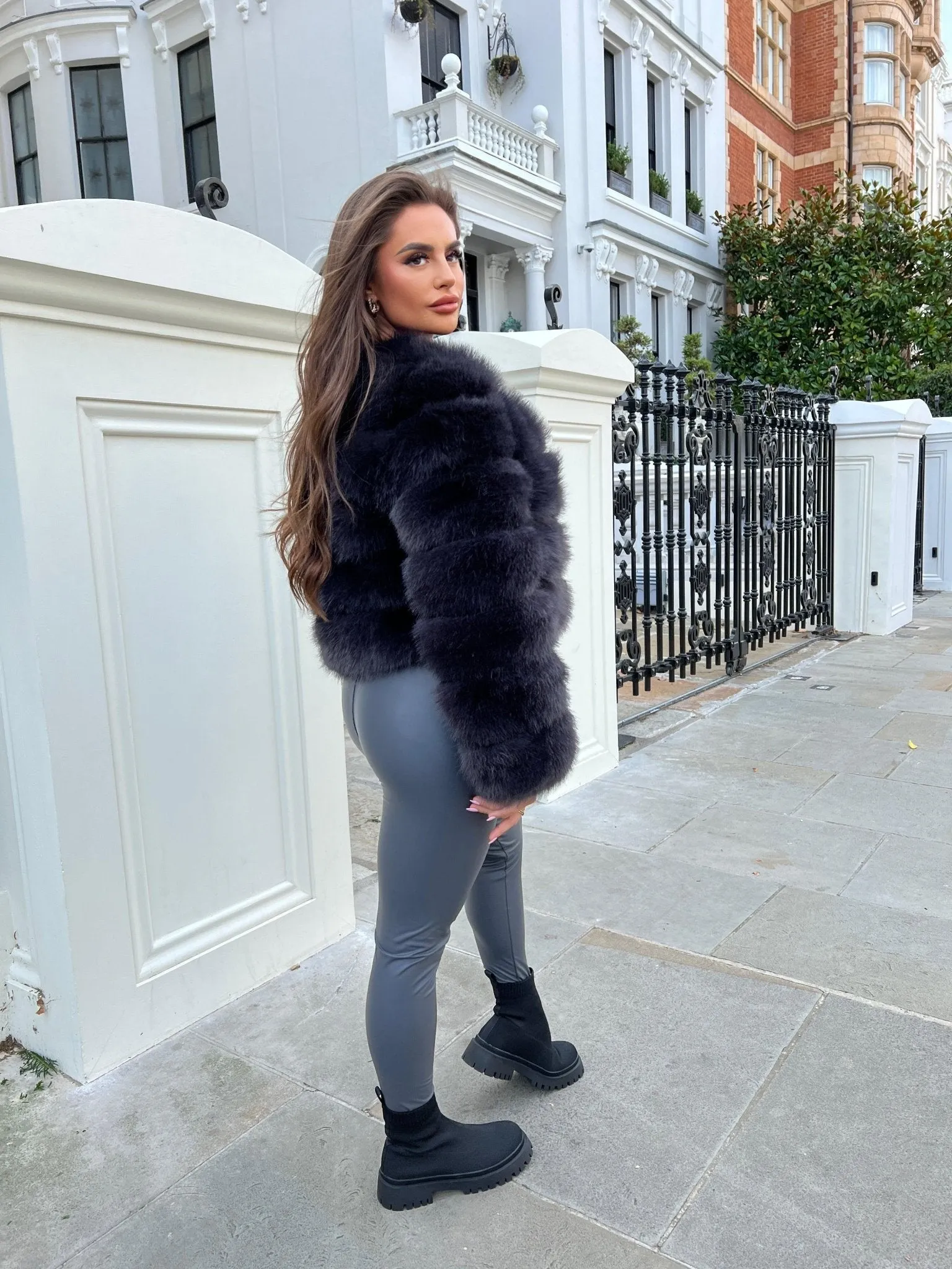 Charcoal Premium Faux Fur Jacket