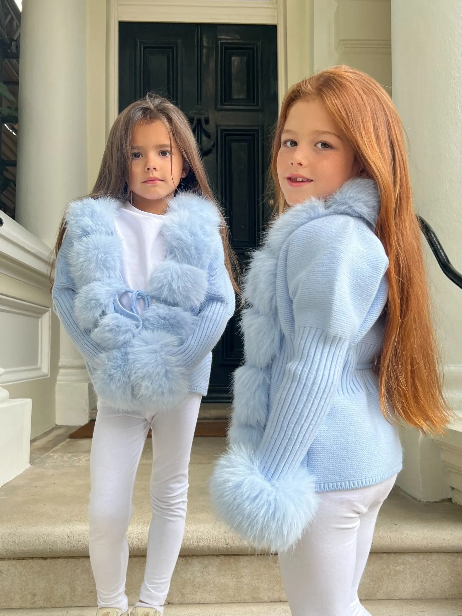 Childrens Baby Blue Premium Faux Fur Cardigan