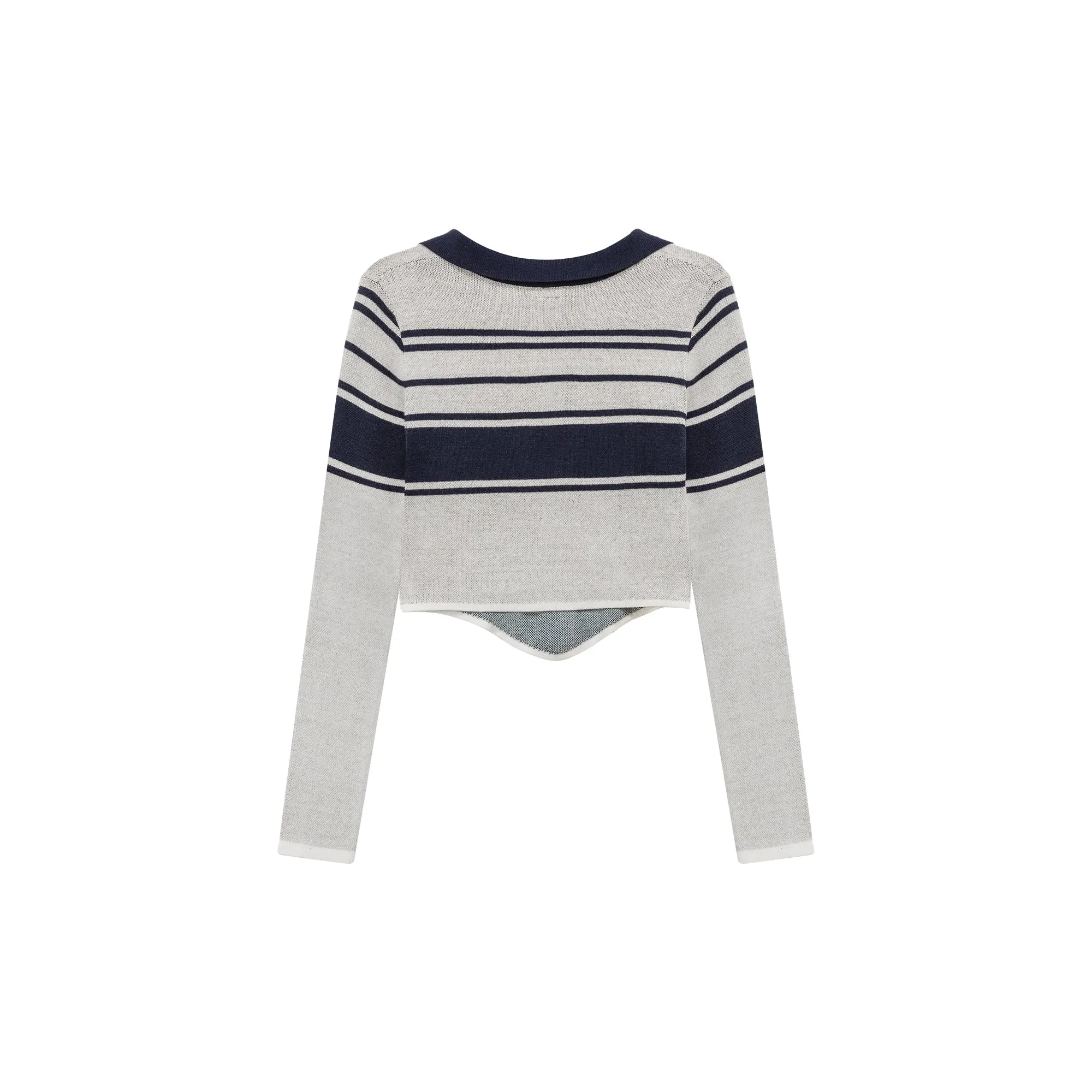 Chuu Baby Open Collar Cropped Knit T-Shirt