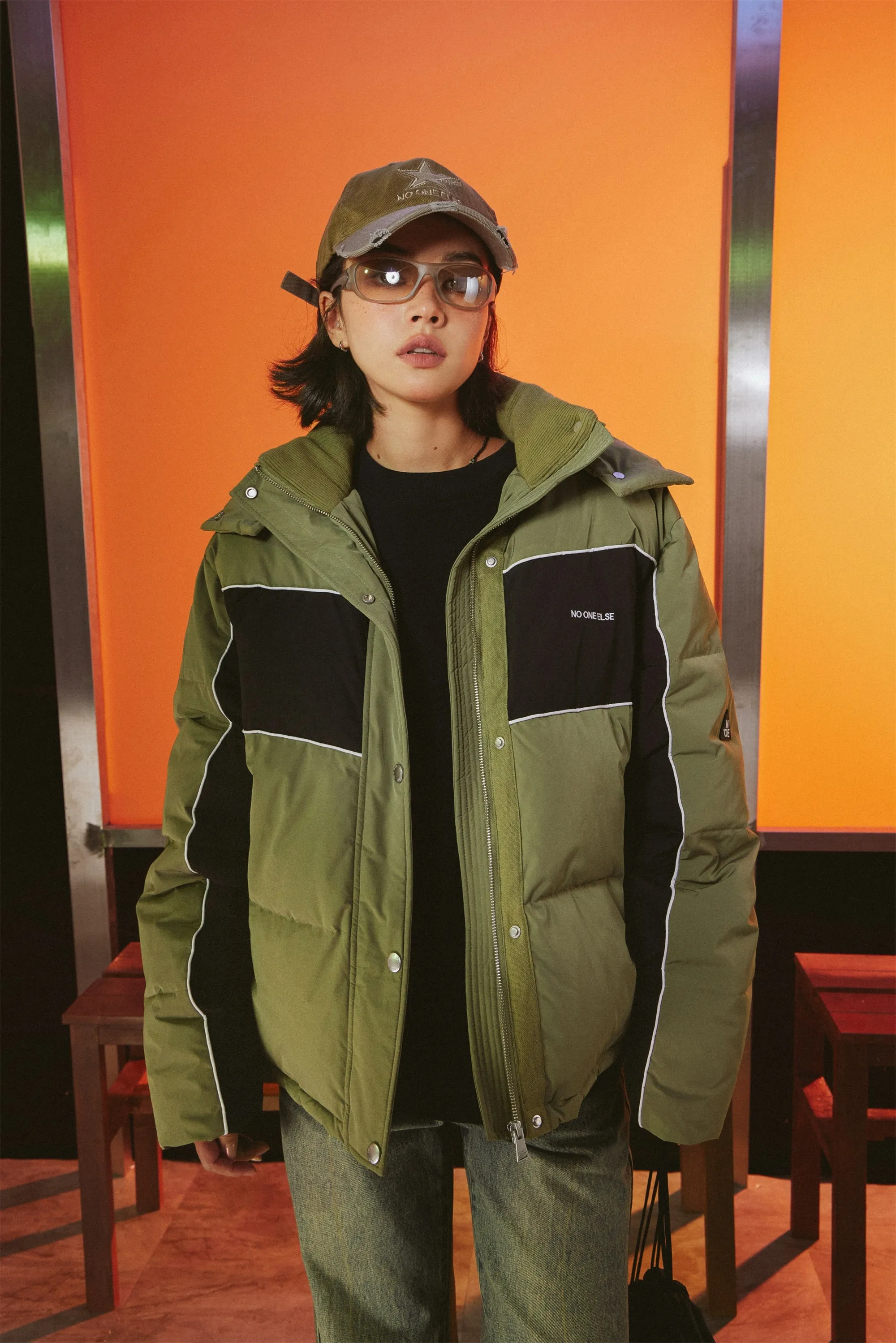 Color Combination Oversized Padded Jacket