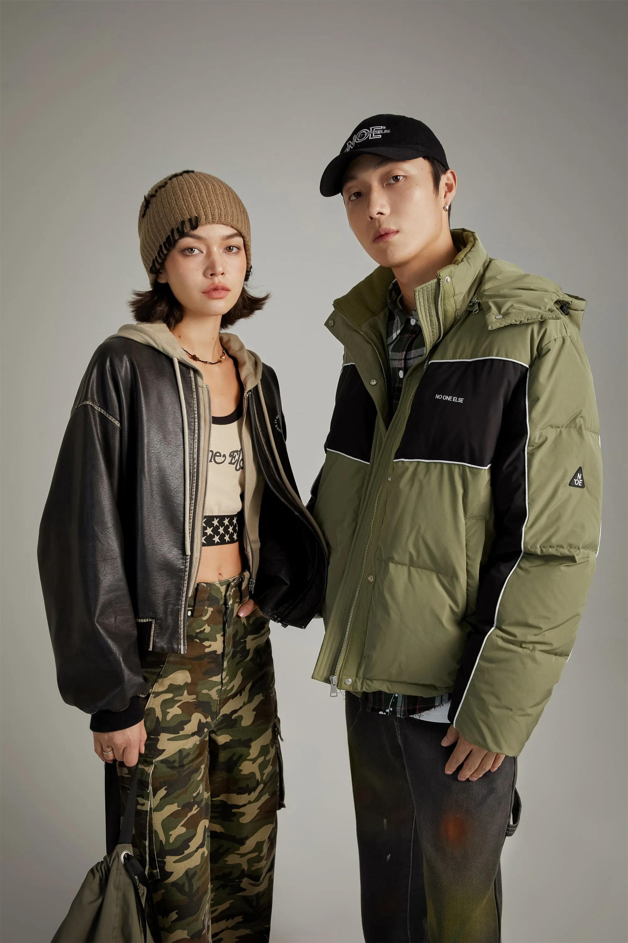 Color Combination Oversized Padded Jacket