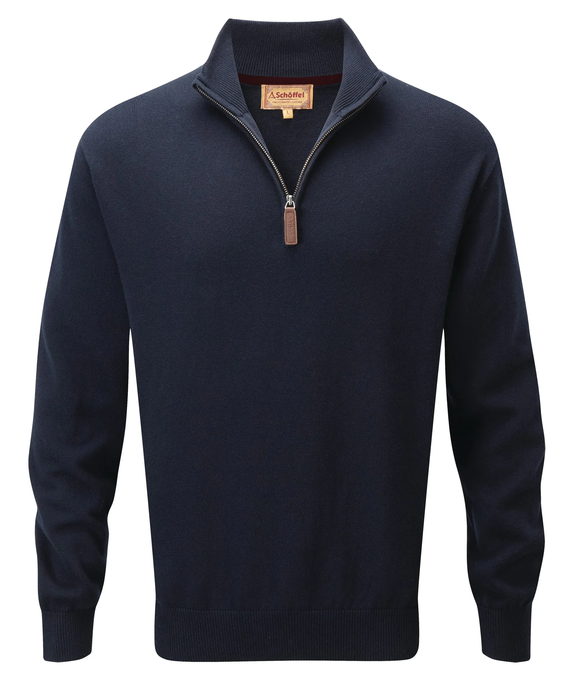 Cotton Cashmere 1/4 Zip Jumper - Navy