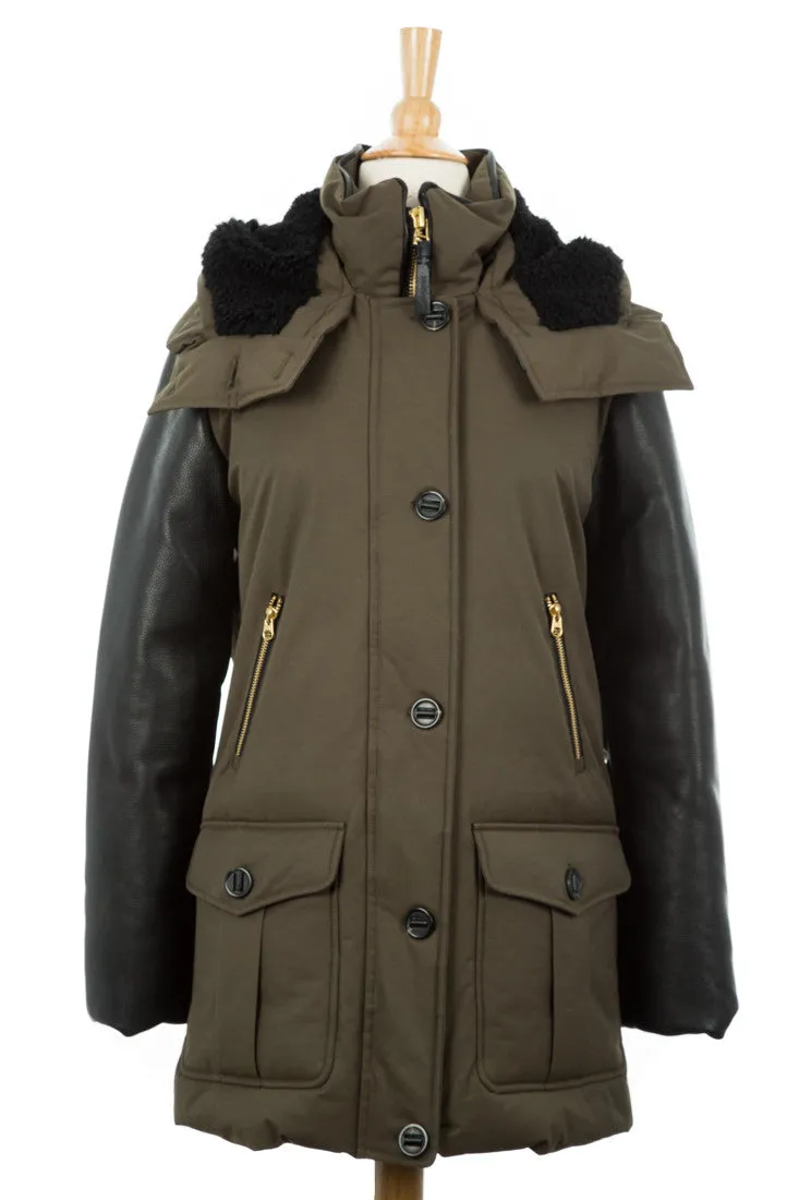 Cynthia Leather Sleeved Down Parka