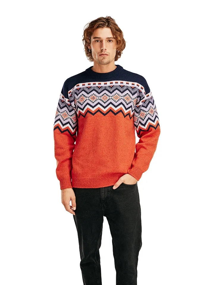 Mens Dale of Norway Randaberg Sweater - Vibrant Orange Knitwear