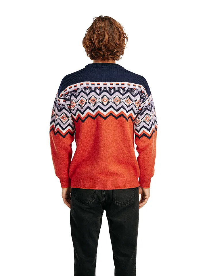 Mens Dale of Norway Randaberg Sweater - Vibrant Orange Knitwear