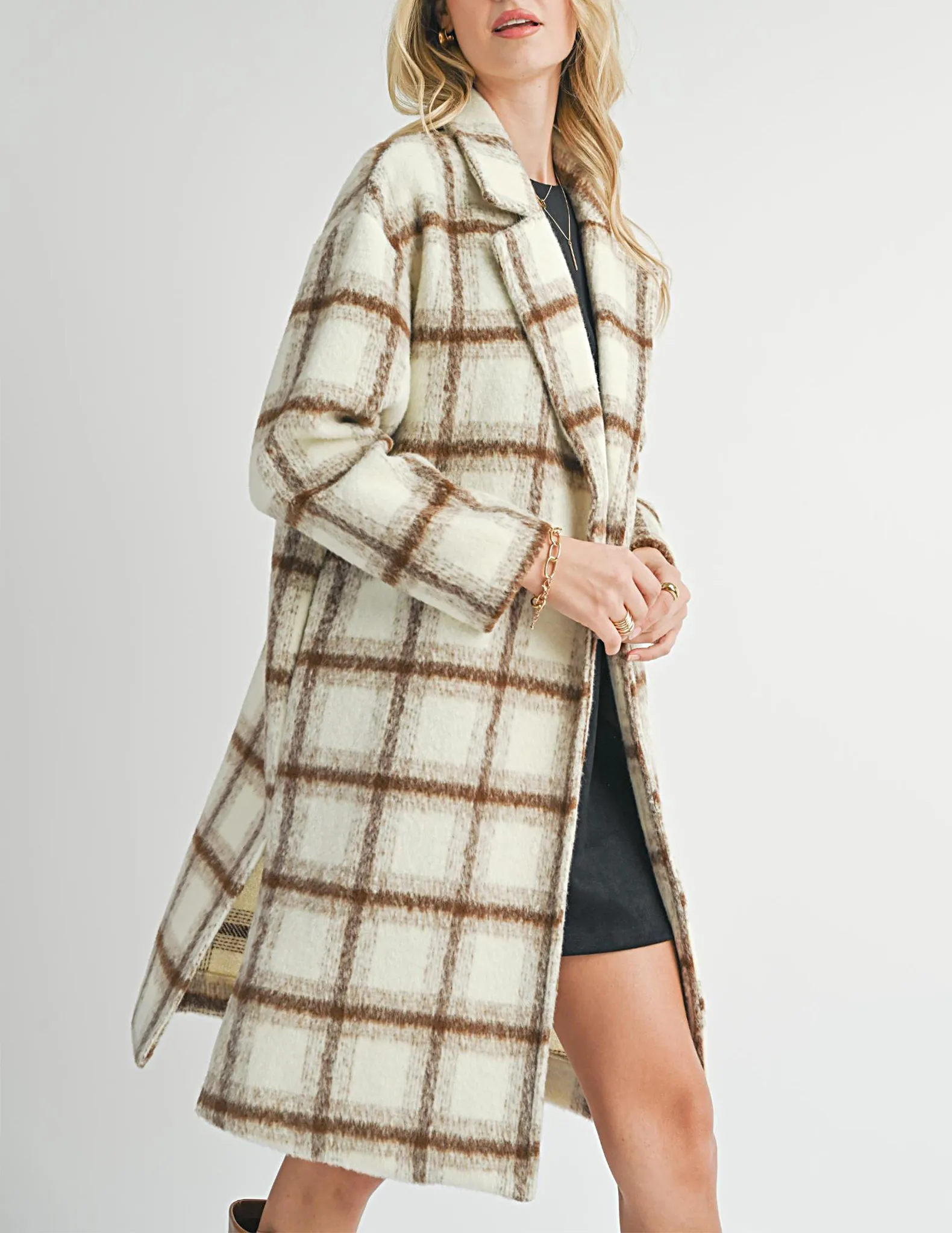 Emily Longline Plaid Coat