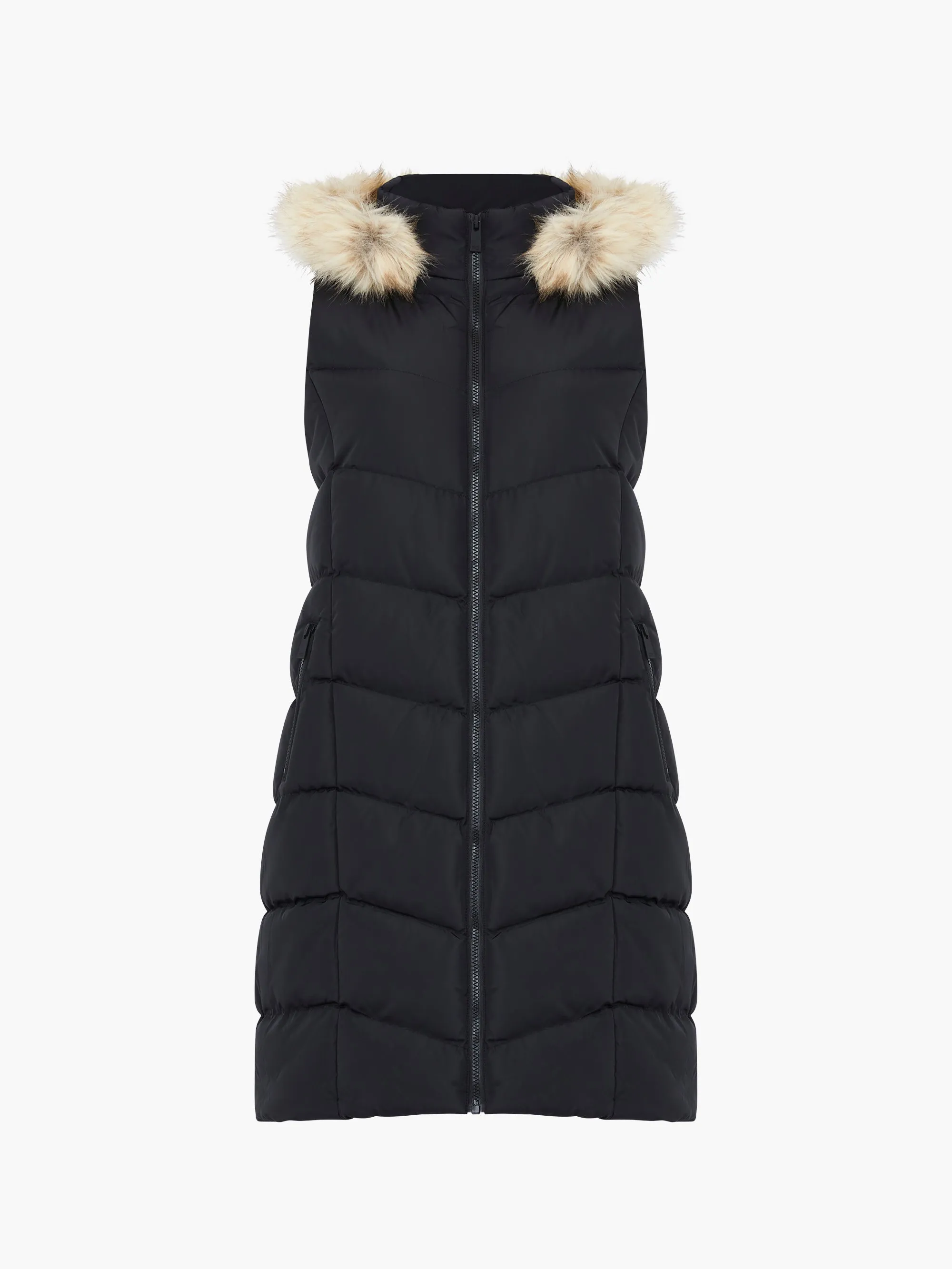 Faux Fur Hooded Chevron Puffer Gilet