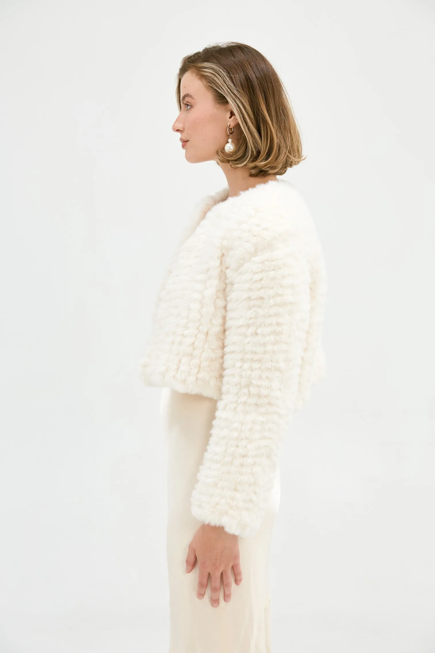 Faux Lola Crop Jacket - Ivory