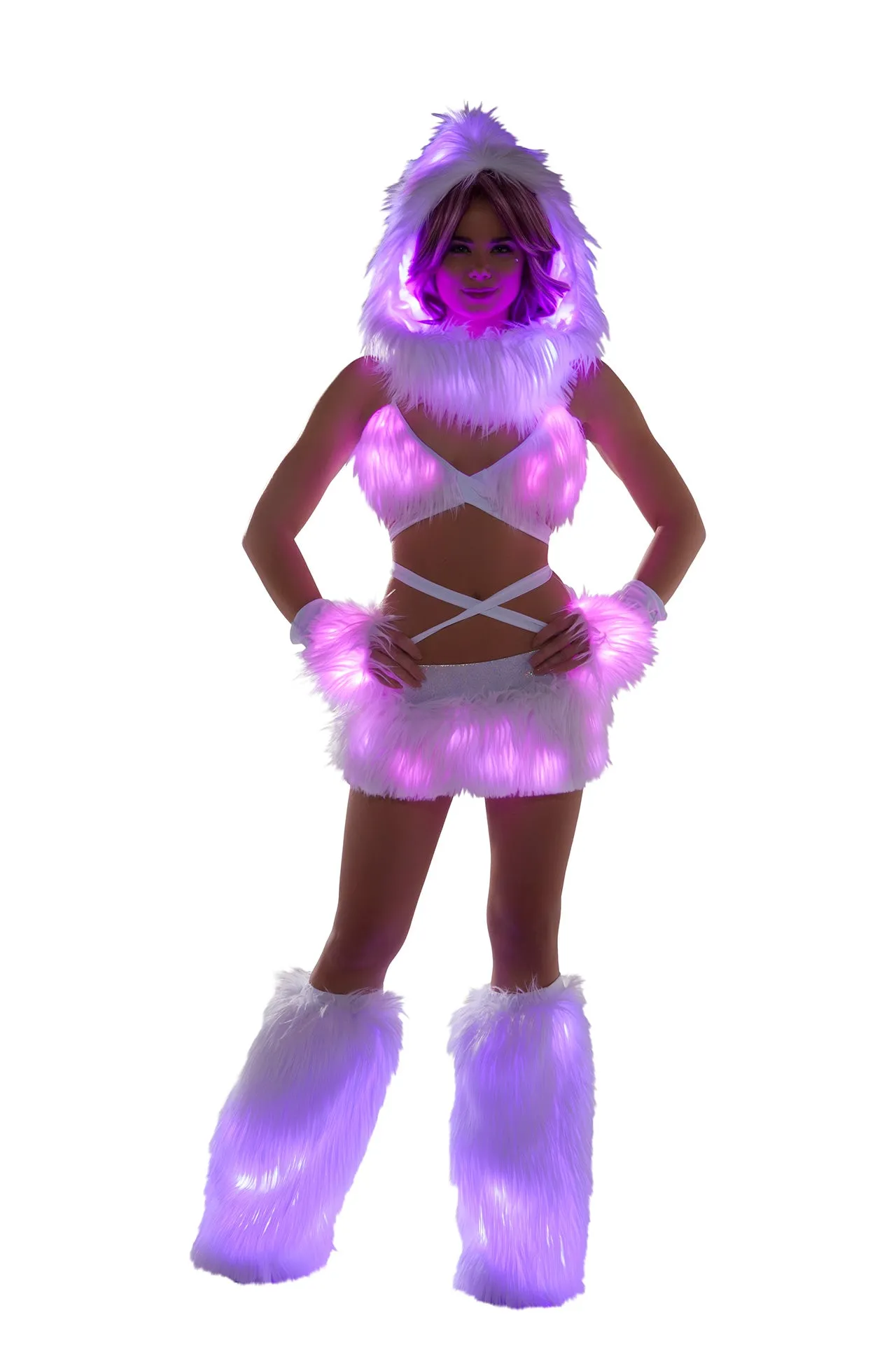 FF430 - Faux fur Light-Up Infinity Hood