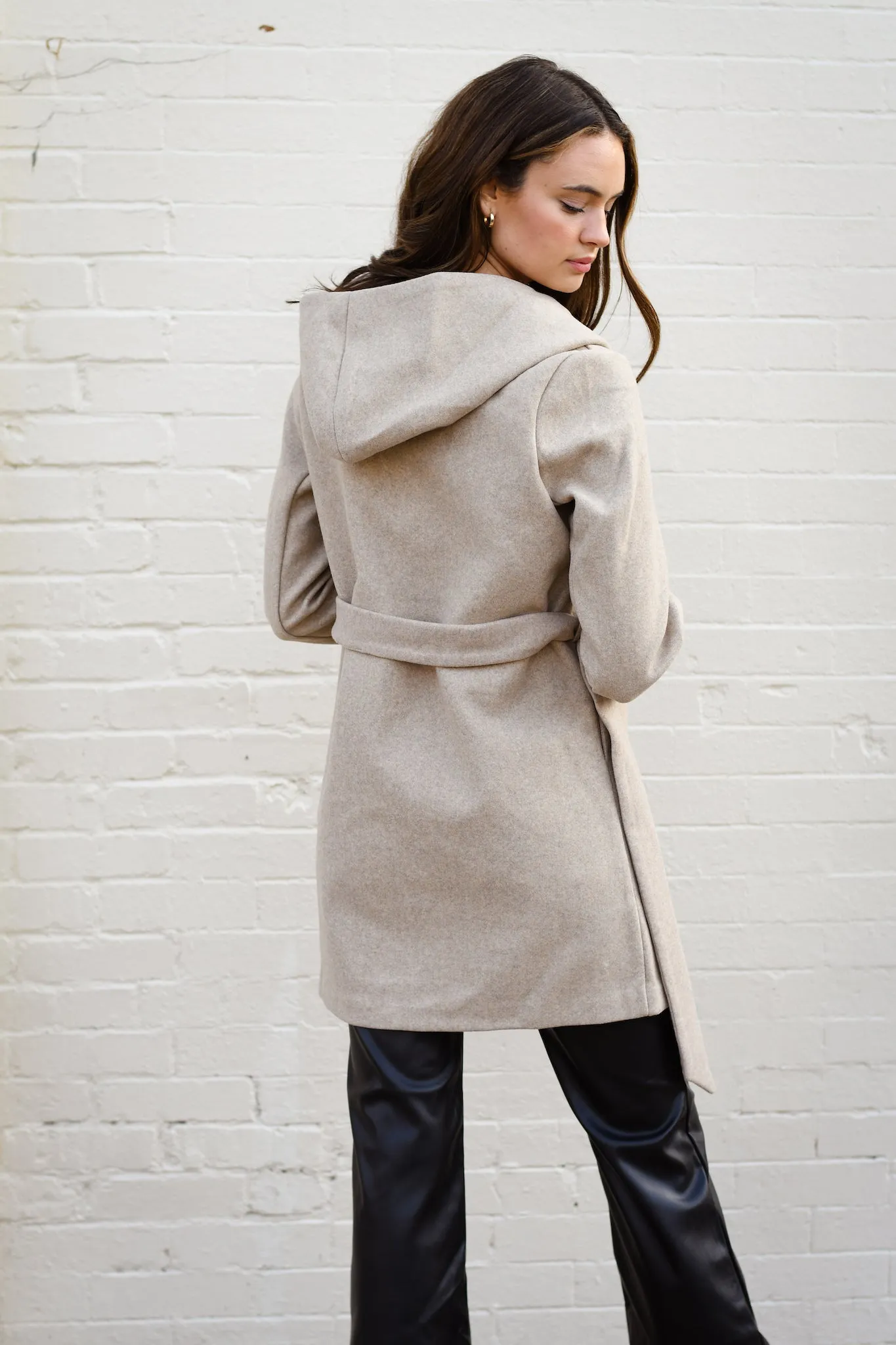 Fleece Belted Hoodie Coat