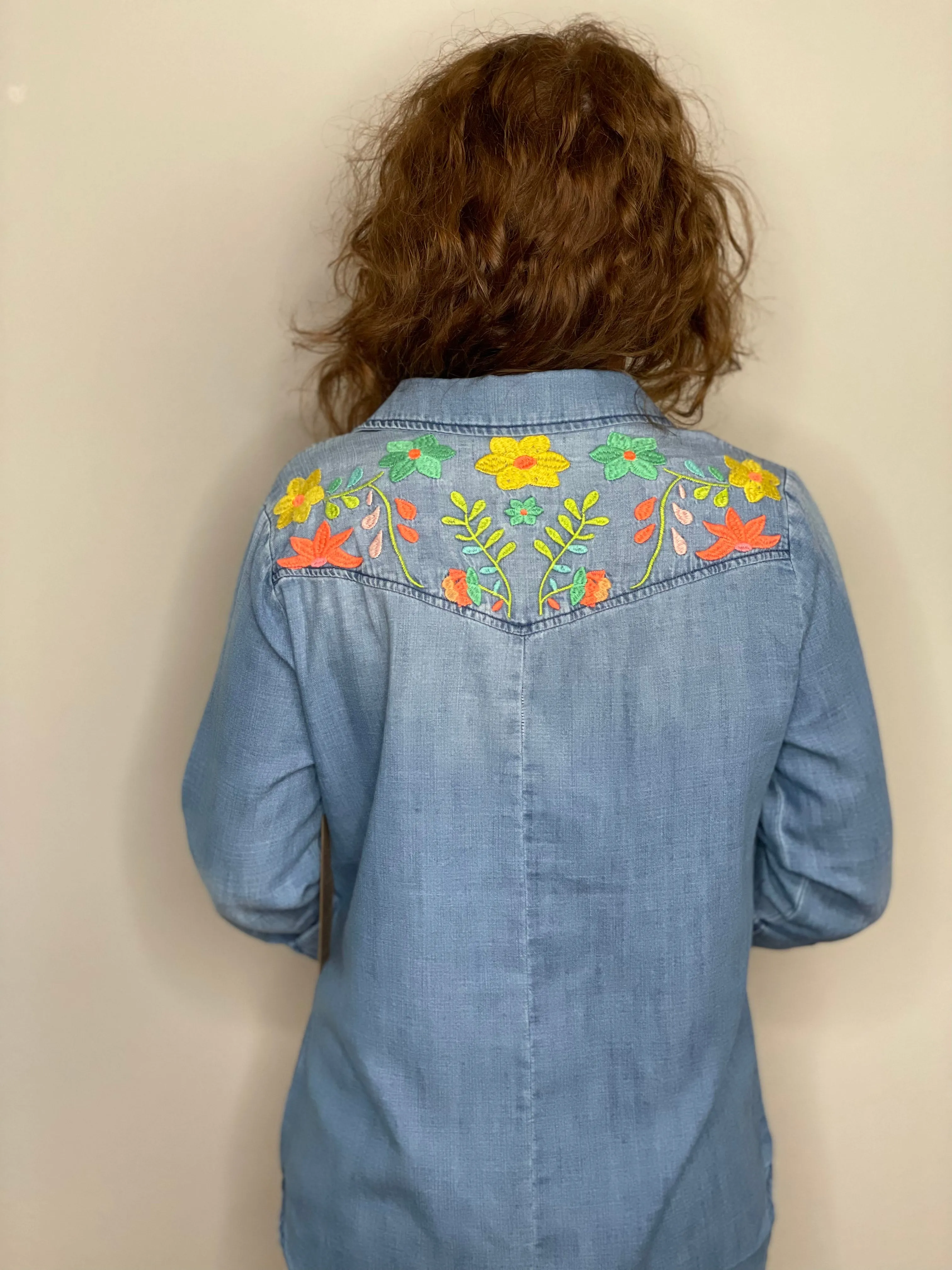 Flower Field Vintage Chambray Shirt